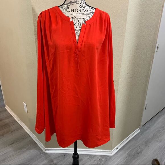 Lane Bryant Scarlet red long sleeve blouse plus size 26 28 4X New - Picture 1 of 8